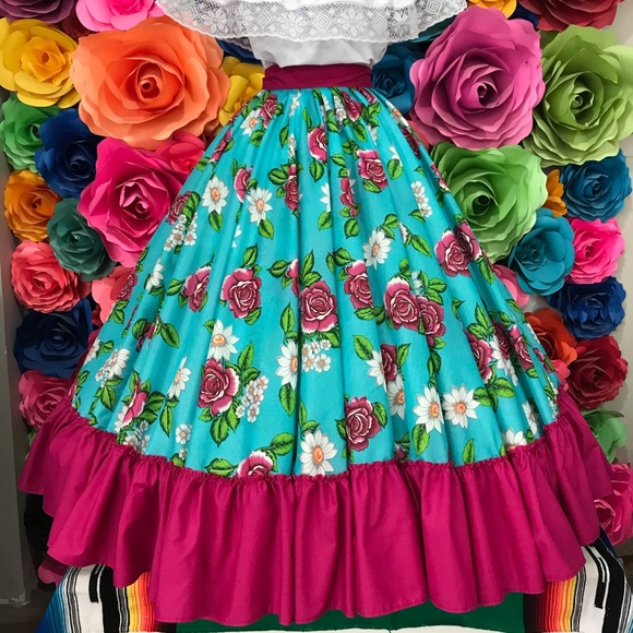 Mexican skirt handmade beautiful -Frida Khalo style- woman’s boho coco theme - Picture 5 of 7
